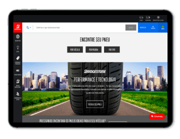 Site Bridgestone: Tela inicial no tablet