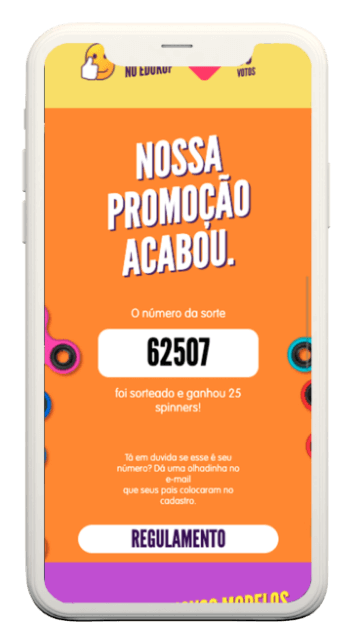 Campanha Spinner: Tela da promoção no celular