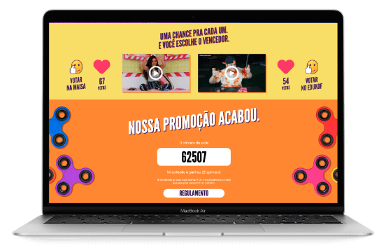 Campanha Spinner: Tela da promoção no notebook