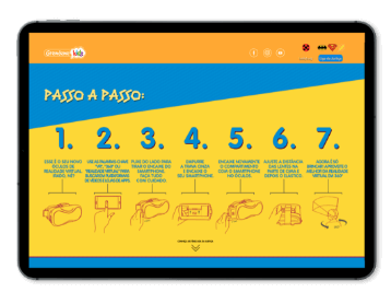 Campanha Realidade Virtual: Tela de instruções do óculos VR no tablet