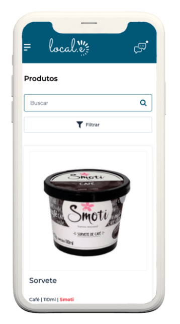 Local.e: Tela de produtos no celular