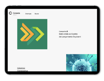 Sanofi Conecta: Tela inicial do site no tablet