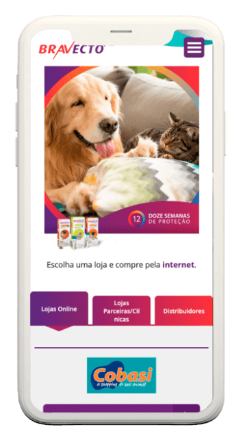 Site Bravecto: Tela Onde comprar Bravecto no celular