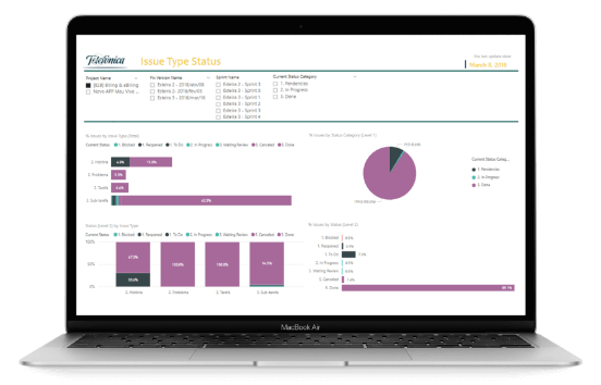 Dashboard Vivo: Gráfico de tipos de issues